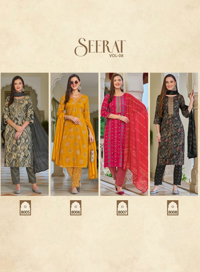 Seerat Vol 8 By Radhika Rayon Foil Printed Readymade Dress Wholesale Online
